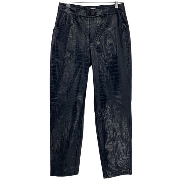 NEW A NEW DAY Reptile Print Tapered Leg Faux Leather Pants Black Size 2 Chic - Picture 2 of 7